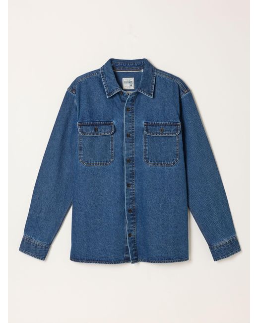 FatFace Blue Fatface Relaxed Fit Denim Shirt for men