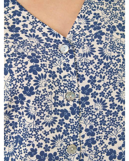 Roman Blue Petite Button Blouse