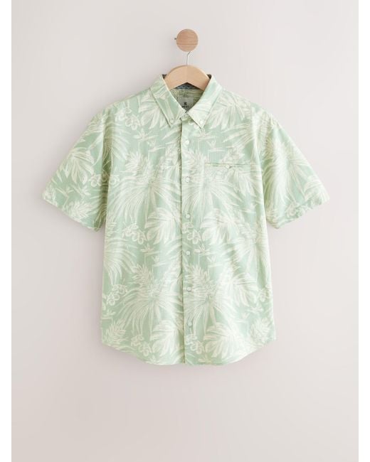 Next Green 100% Cotton Textured Floral Print Short Sleeve Shirt for men
