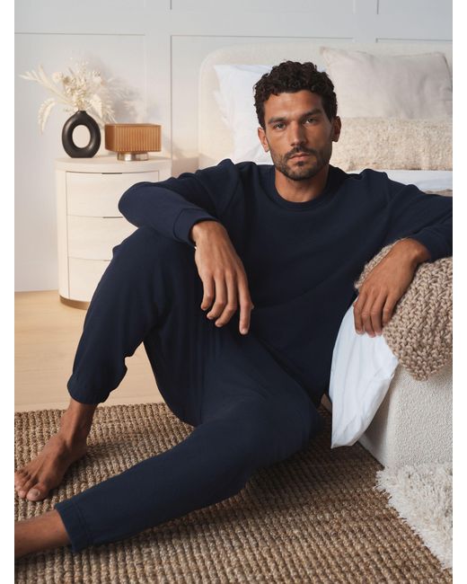 Next Blue Long Sleeve Waffle Pyjamas Set for men