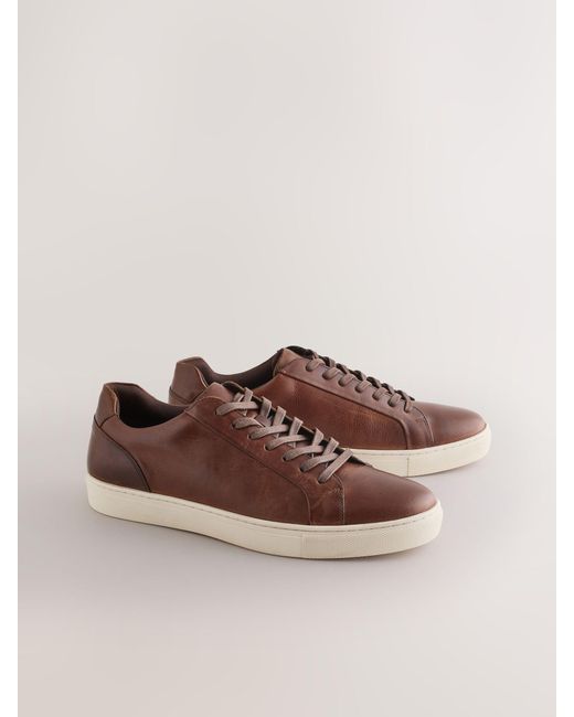 Next Brown Leather Trainers for men