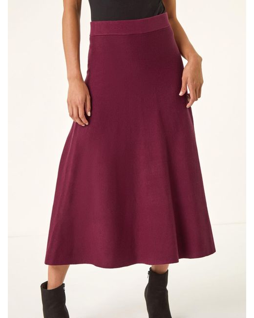Roman Green Petite Stretch Waist Knit Midi Skirt