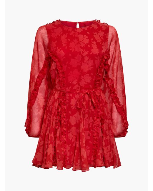 French Connection Women's Red Emina Chiffon Kara Floral Dress