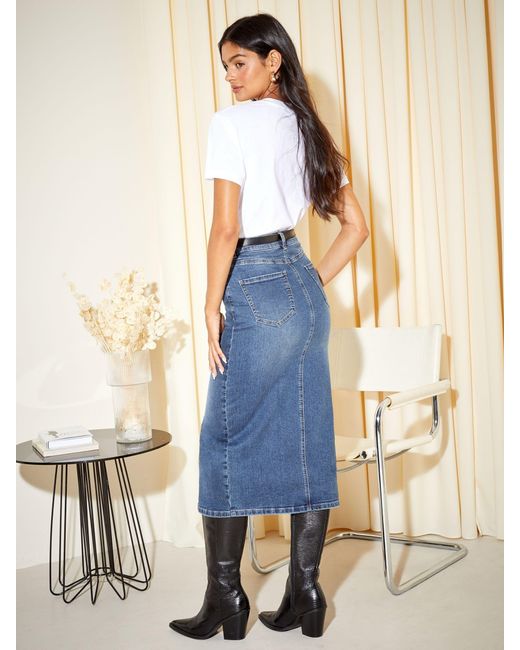 Friends Like These Blue Midi-Rock Mit Schlitz Vorne