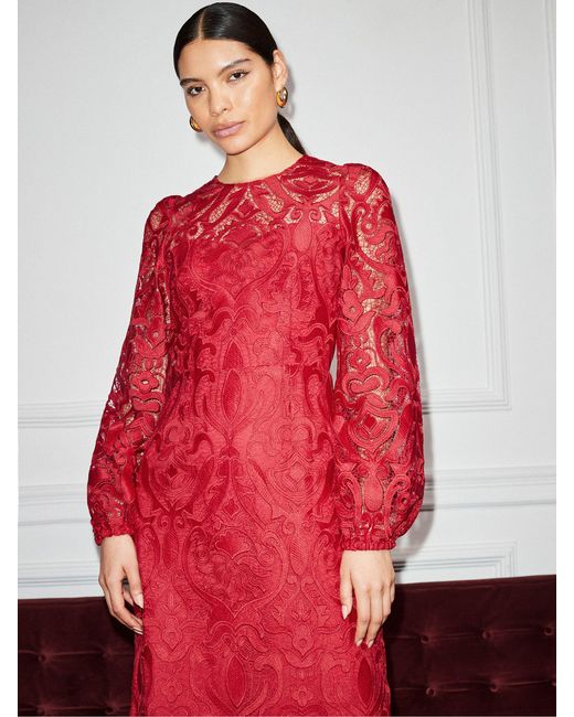 Ro & Zo Women's Red Kendall Lace Tie Back Dress