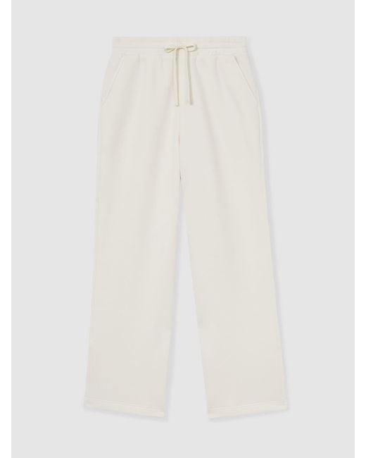 Reiss Natural Gaia - Ivory Cotton Blend Wide Leg Joggers, S