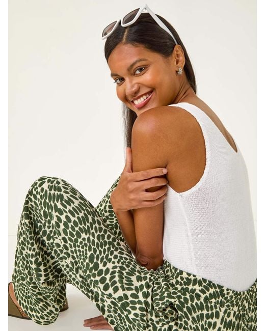 Roman Green Abstract Wide Leg Trousers