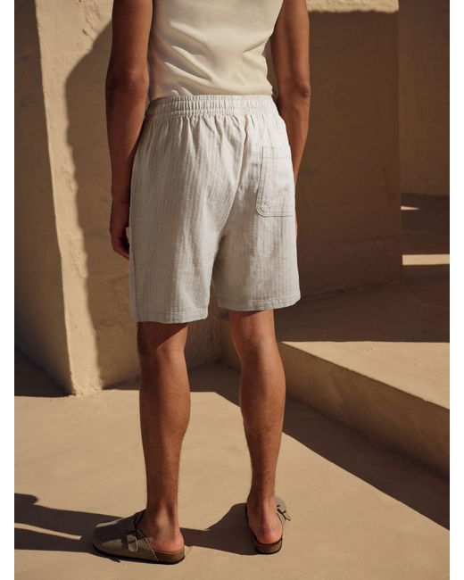 Next Natural Linen Blend Elasticated Waist Shorts for men