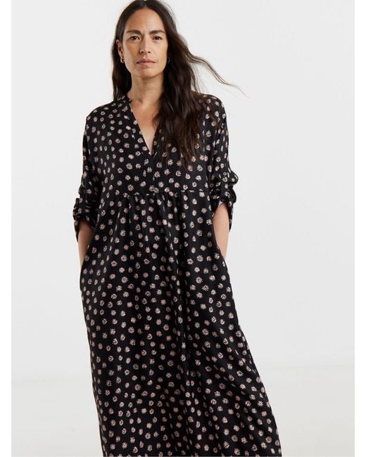 JD Williams Multicolor Collarless Placket 3/4 Sleeve Smock Dress