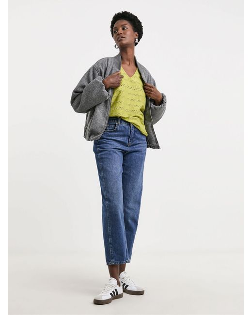 JD Williams Yellow Angel Sleeve V-Neck Broderie 100% Cotton Top