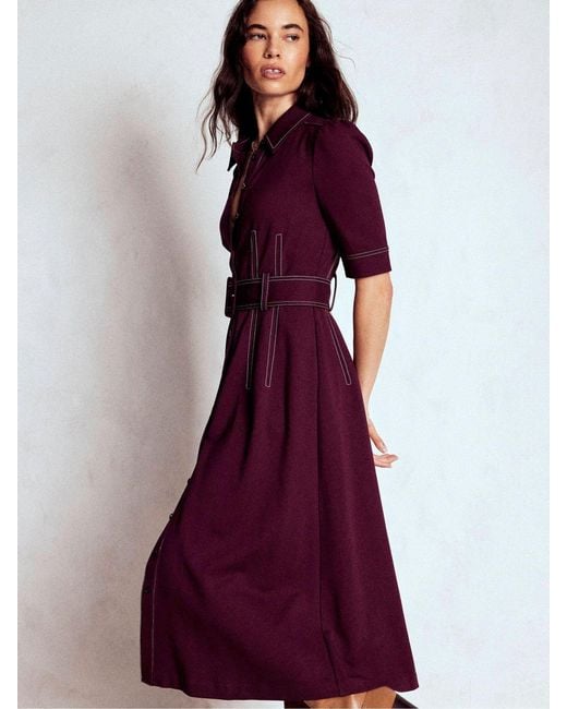 Boden Purple Anita Ponte Shirt Dress
