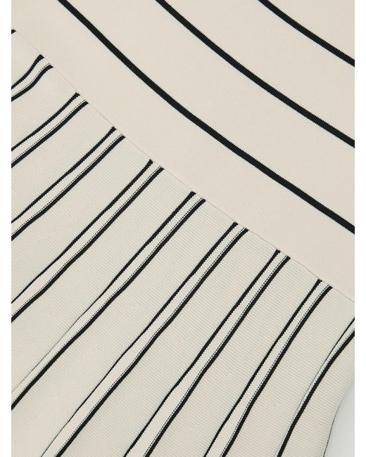 Reiss Natural Knitted Stripe Pleated Midi Skirt