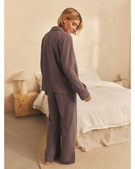 Next Brown Jersey Button Through Pyjamas