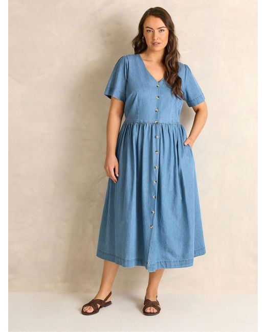 Evans Blue Button Through Denim Dress