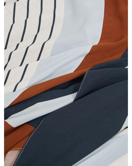 Reiss Hallia - Blue/brown Stripe-print Handkerchief Maxi