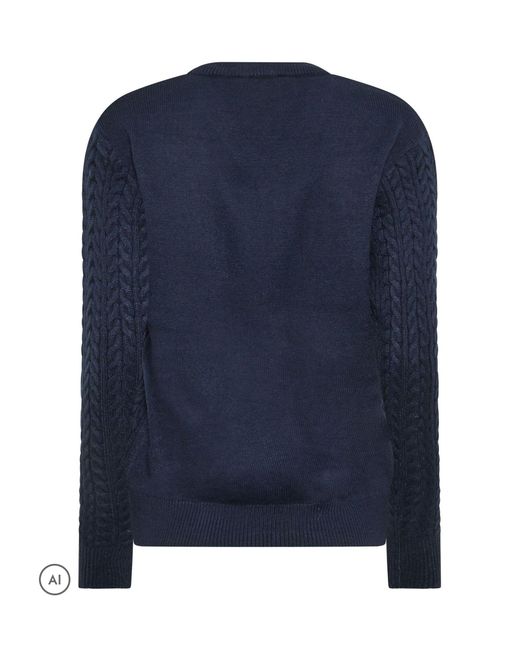 M Com Blue V-Neck Mini Cable Jumper