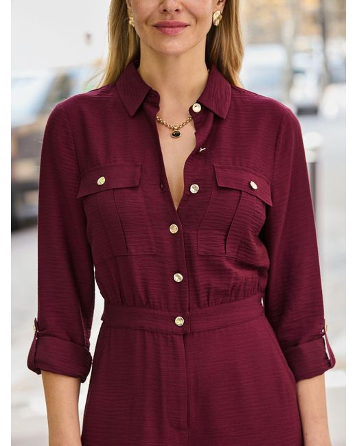 Sosandar Red Button Front Jumpsuit