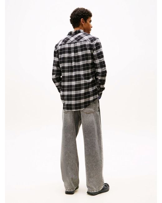 Tommy Hilfiger Black Regular Fit Check Flannel Shirt for men