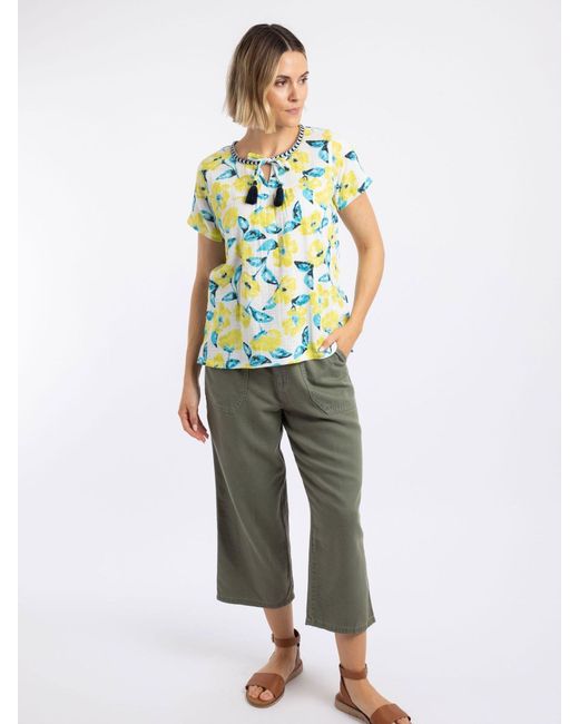 Weird Fish Blue Sofia Printed Cheesecloth Blouse