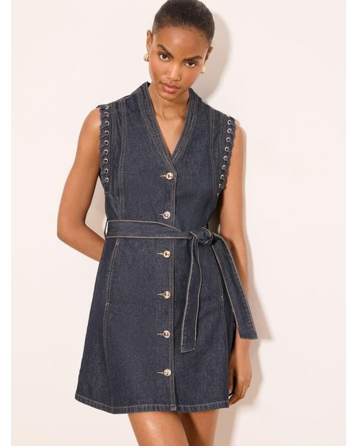 lipsy denim shirt dress Buy Lipsy Bleach Wash Sleeveless Denim Belted Shirt Dress from the Next UK online shop