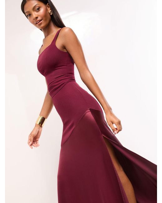 Lipsy Satin Mix Structured Fishtail Bridesmaid Maxi Dress in Pink | Lyst