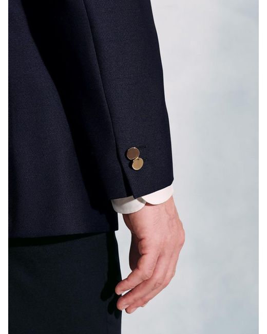 Brook Taverner Blue Wool Blend Blazer for men