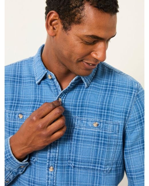 FatFace Blue Fatface Watton Long Sleeve Check Shirt for men