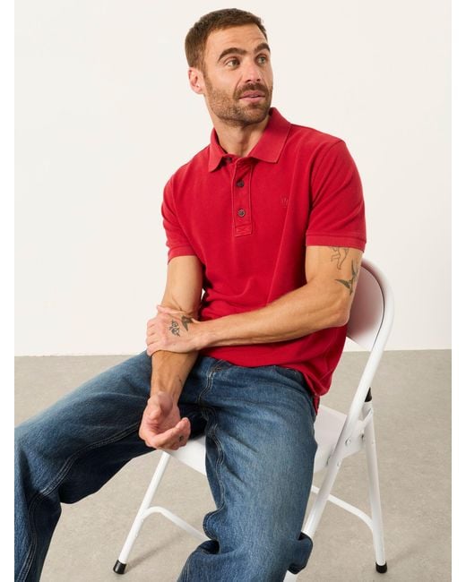 FatFace Red Fatface Short Sleeve Pique Polo Shirt for men