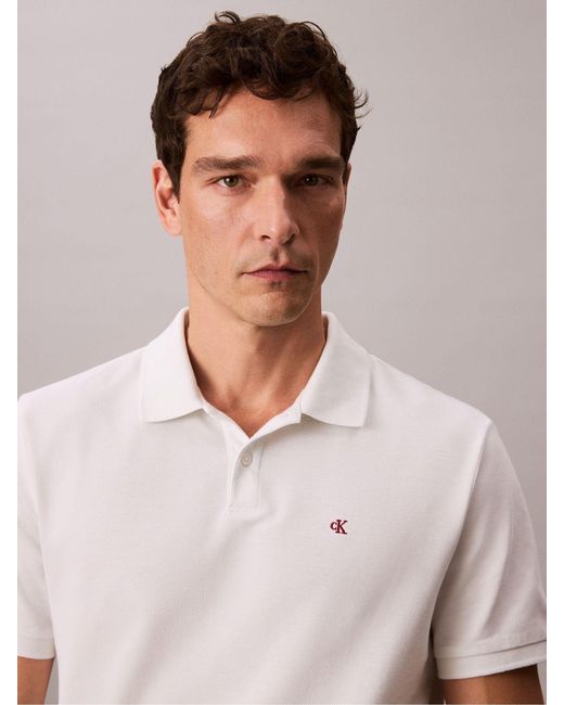 Calvin Klein White Cotton Pique Classic Polo Shirt for men
