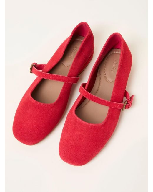 FatFace Red Fatface Suede Mary Jane Flat