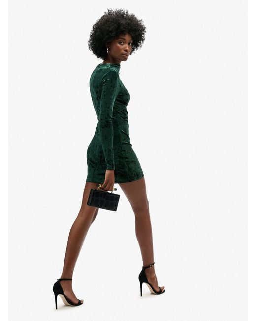 Superdry Velvet Long Sleeve Mini Dress in Green | Lyst