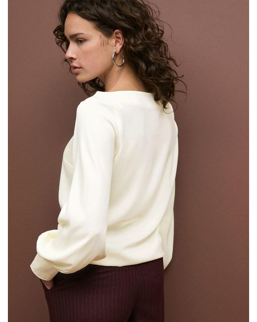 Next White Langärmelige Bluse Mit Gerafften Seiten