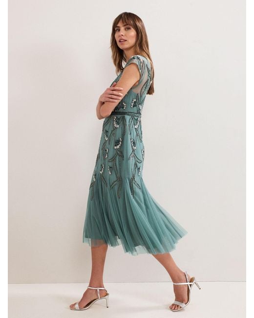 Phase Eight Green Evonne Beaded Dress