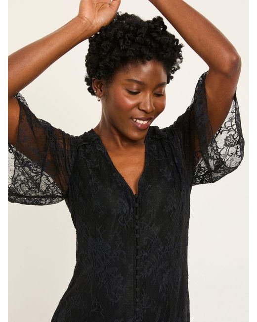 FatFace Black Fatface Alanna Petite Lace Midi Dress