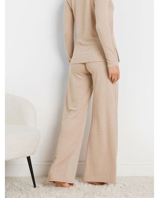 Long Tall Sally Natural Gerippte Hose Mit Weitem Beineu 46 Tall (Uk 18 T)