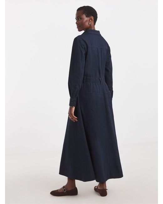 JD Williams Blue Cotton Rich A Line Denim Shirt Maxi Dress