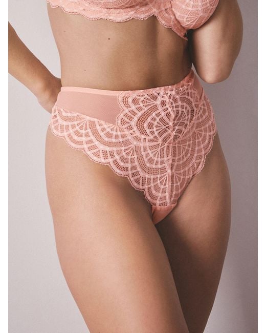 Next Pink High Rise High Leg Lace Knickers 2 Pack