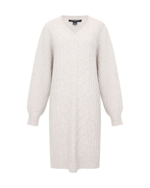 French Connection White Marine Cable Knit Jumper Dress