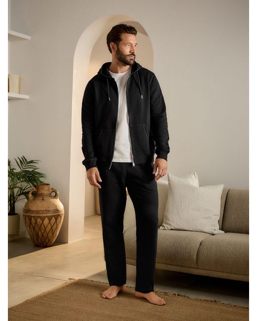 Next Black Open Hem Regular Fit Brushback Joggers for men