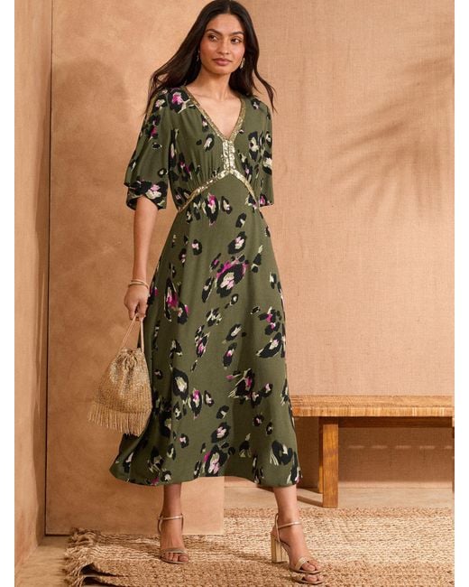 green silk cut out dress Gigi Cut Out Dress main image 0