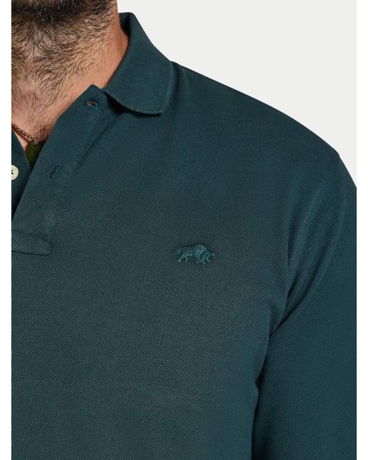 Raging Bull Green Long Sleeve Classic Pique Polo Shirt for men