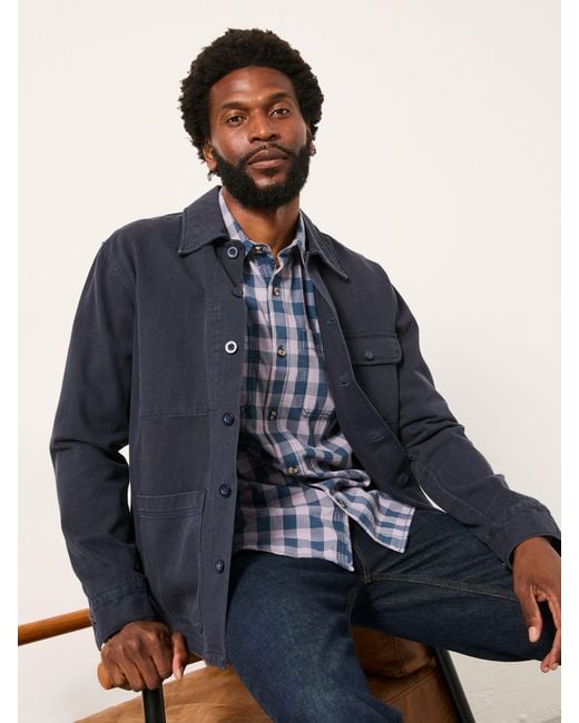 FatFace Blue Fatface Thursby Long Sleeve Relaxed Fit Gingham Shirt for men