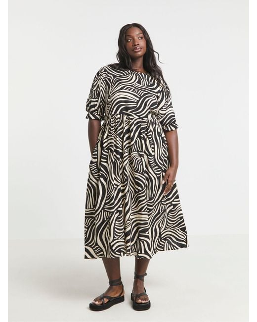 Simply Be Black Printed Pocket Midi Dress