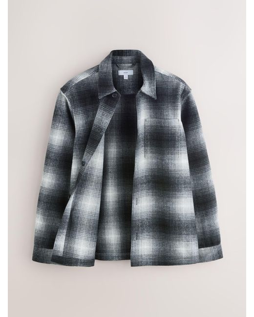 Next Blue Ombre Check Shacket for men