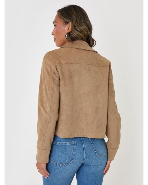 Threadbare Blue Faux Suede Collared Jacket