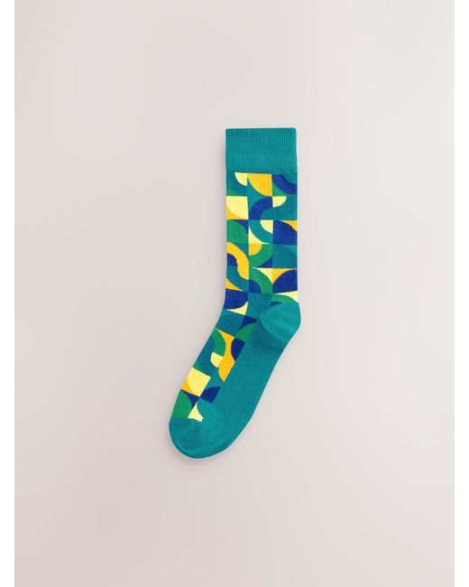 Next Red Bright/ Geo Pattern Socks 8 Pack for men