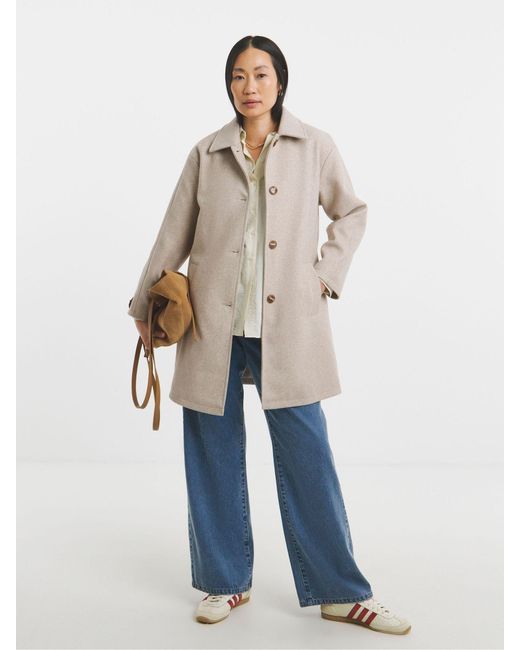 JD Williams Blue High Collar Button Front Lined Coat