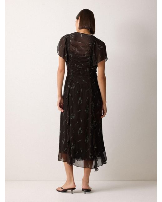 Jigsaw Wheat Flower Ruched Bias Dress in Black | Lyst