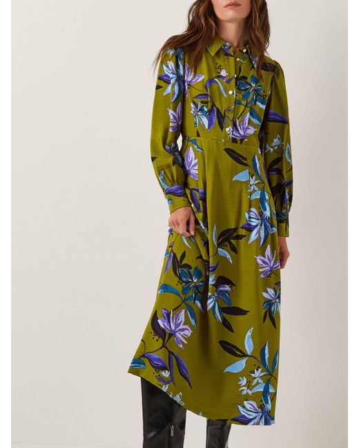 Monsoon Green Sonya Floral Print Midi Dress