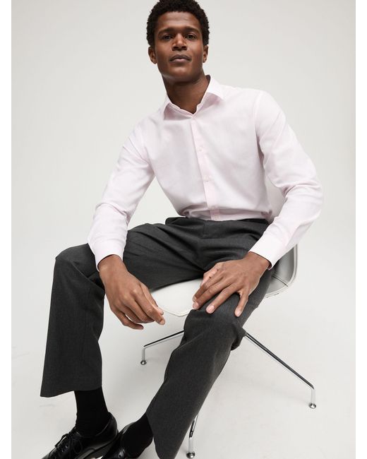 Next Pink Slim Fit Easy Care Textured Single Cuff Smart Shirt for men